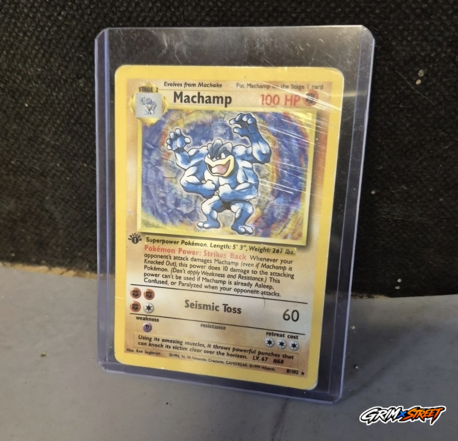 1999 Pokémon Base Set Machamp Holo Rare 8/102 WOTC Strikes Back Power LP Vintage