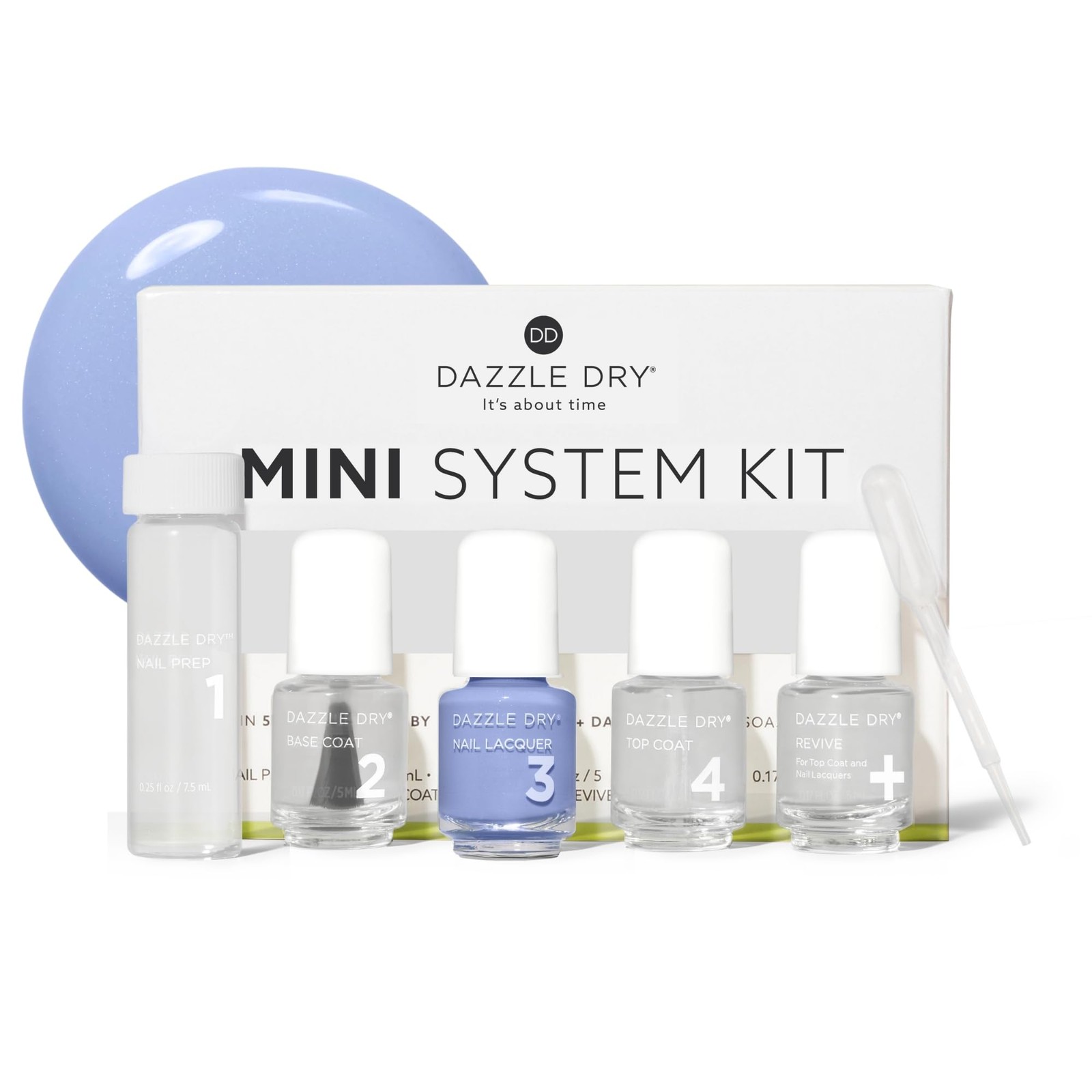 Dazzle Dry Mini Kit 4 - - A Pastel Periwinkle Blue. Full Coverage Cream. 5