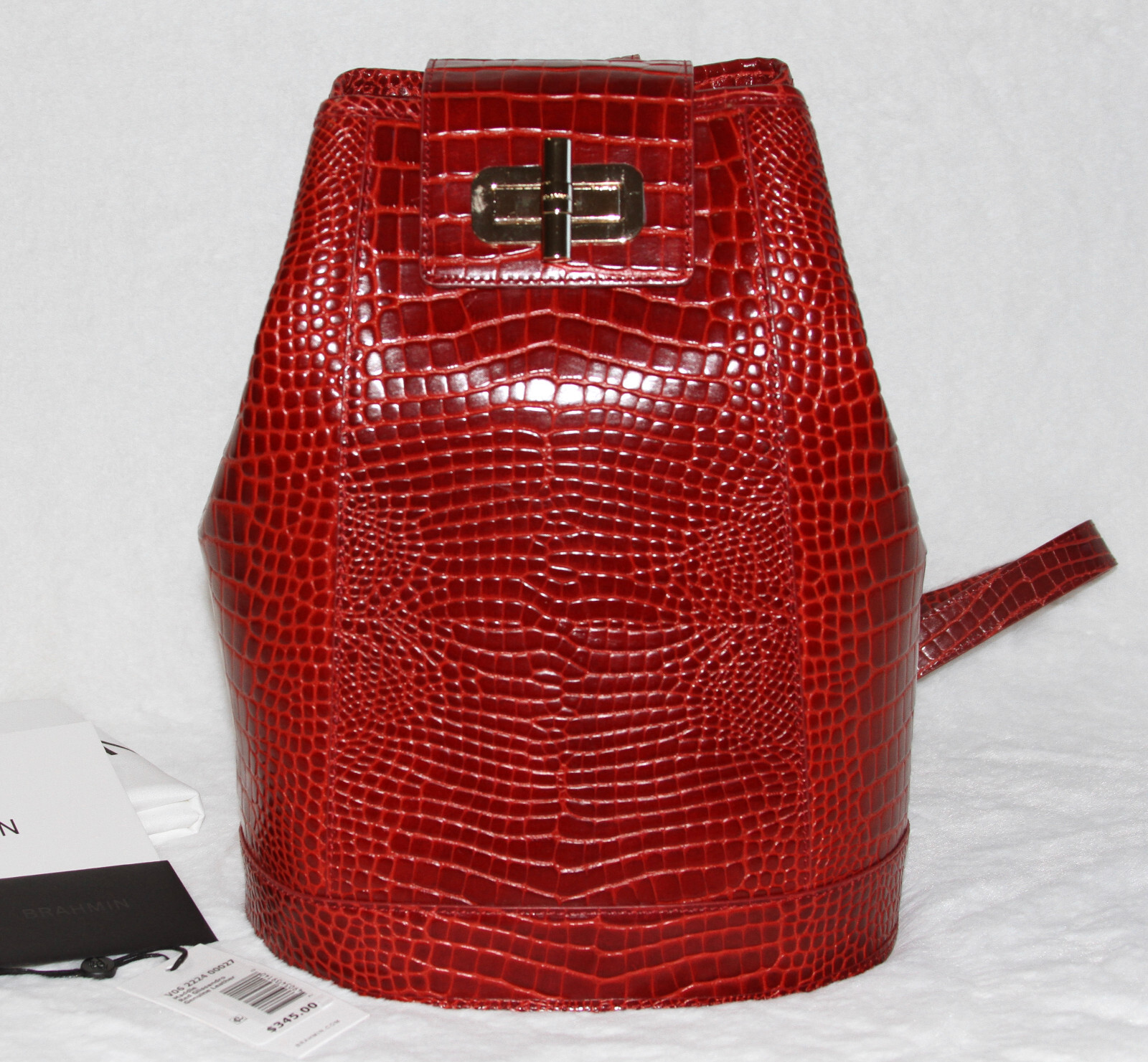 BRAHMIN Maddie Sling Backpack Bag Purse Red Glissandro leather Handbag NWT