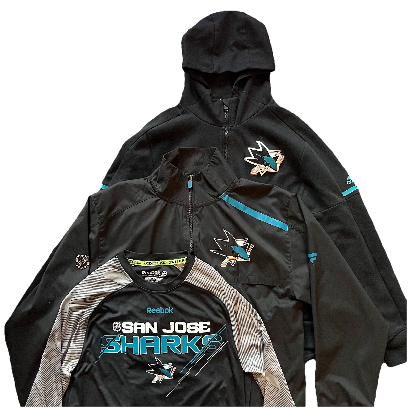 NHL San José Sharks Tops Bundles Small- Long Sleeve, Zip Up, Hooded Sweatshirt NHL San José Sharks Tops Bundles Small- Long Sleeve, Zip Up, Hooded Sweatshirt