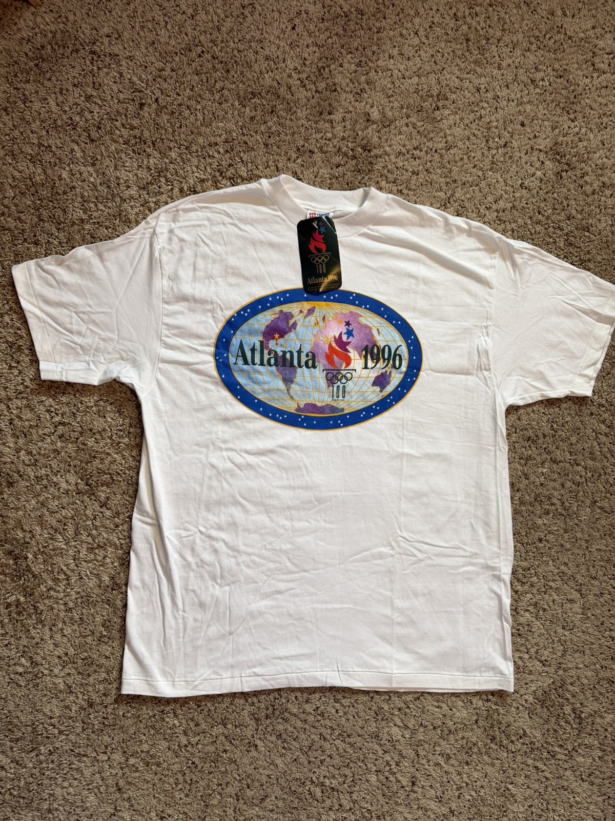 Vintage Atlanta 1996 Olympics Graphic T-Shirt Men’s Size XL Deadstock BNWT Hanes