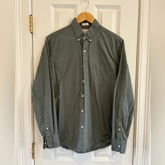 J Crew Classic Fit Broken-In Organic Cotton Oxford Shirt GREEN ~ NEW,  M/L