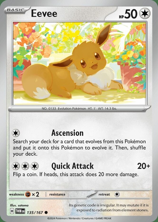 Eevee - 135/167 - Common (Near Mint) Twilight Masquerade - Colorless Pokémon