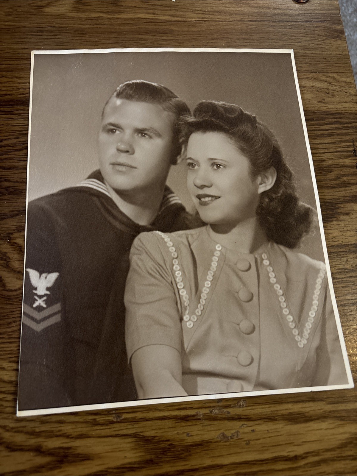 Amos Carr Photographer WWII Era  Photo Navy Man and Sweetheart Woman