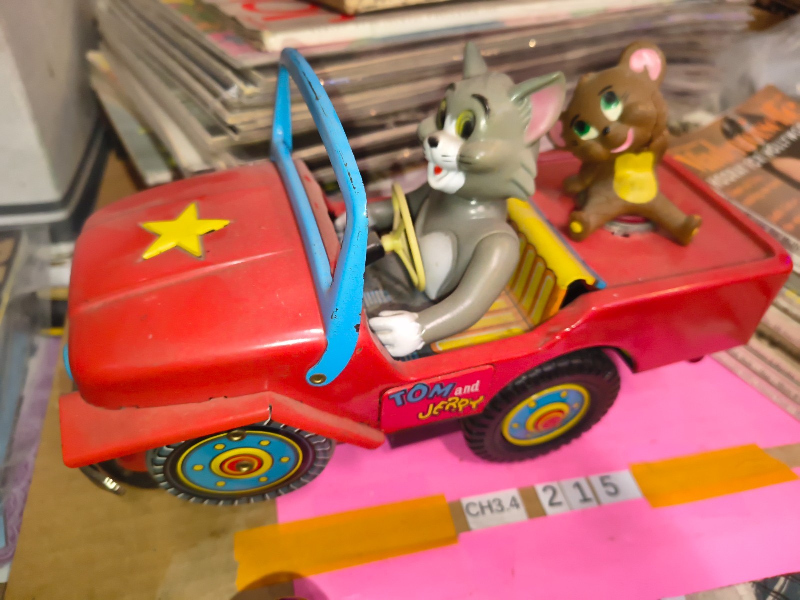Masudaya Vintage Tin Toy TOM & JERRY COMIC CAR Jeep Parts