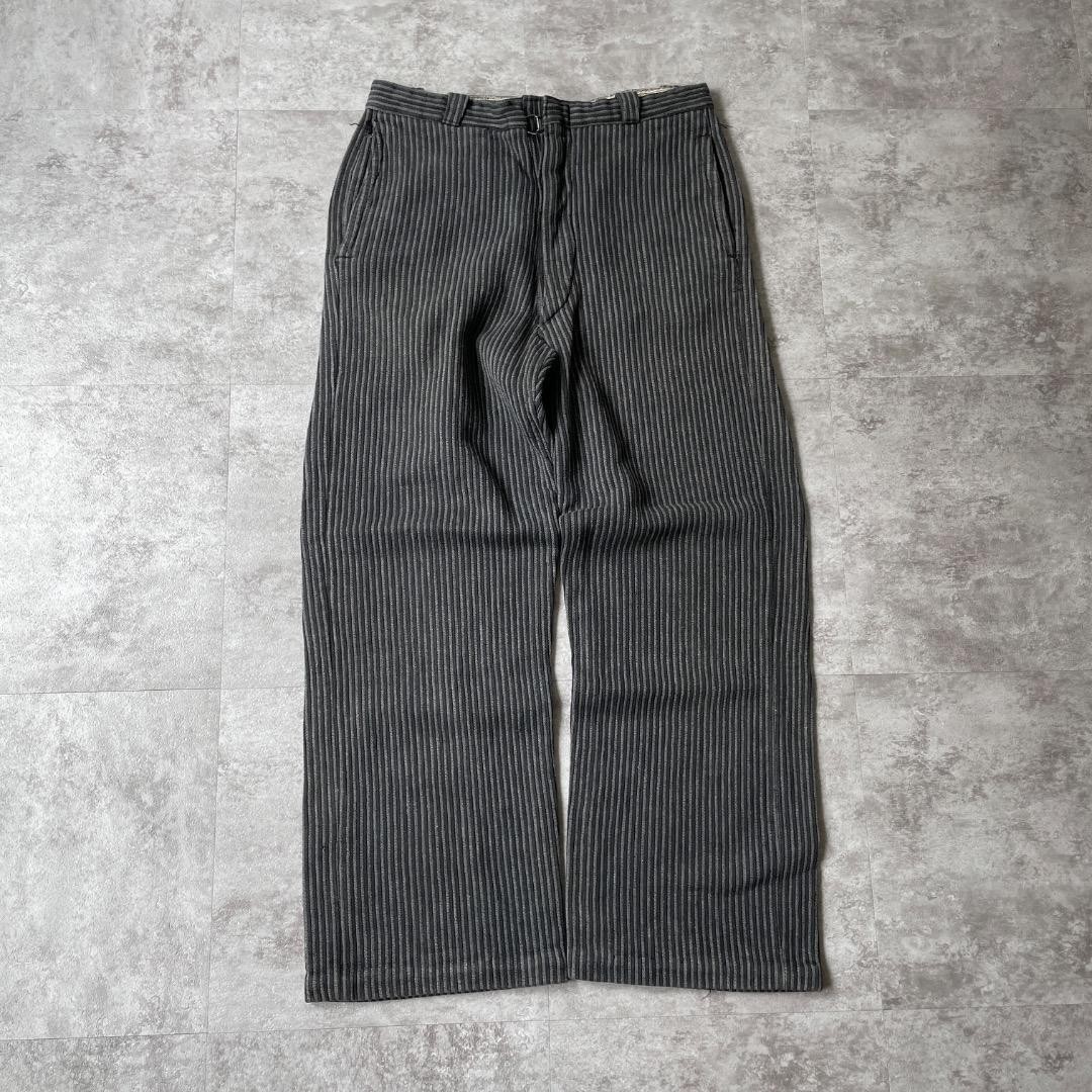 1930s-1940s Men\'s Black Cotton Pique Work Pants Button Fly