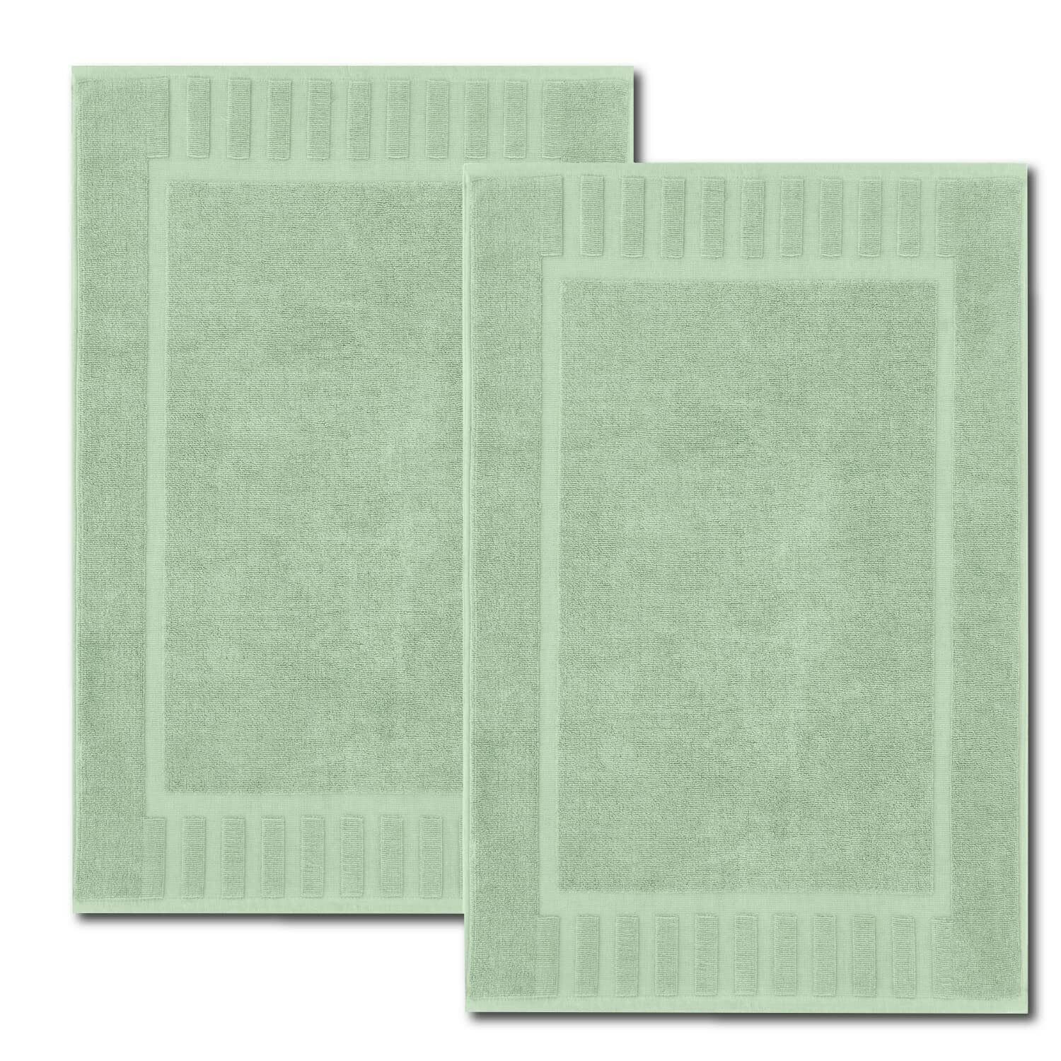 White Classic Luxury Bath Mat Floor Towel Set - 100% Cotton 22x34, 2 Pack, Green White Classic Luxury Bath Mat Floor Towel Set - 100% Cotton 22x34, 2 Pack, Green