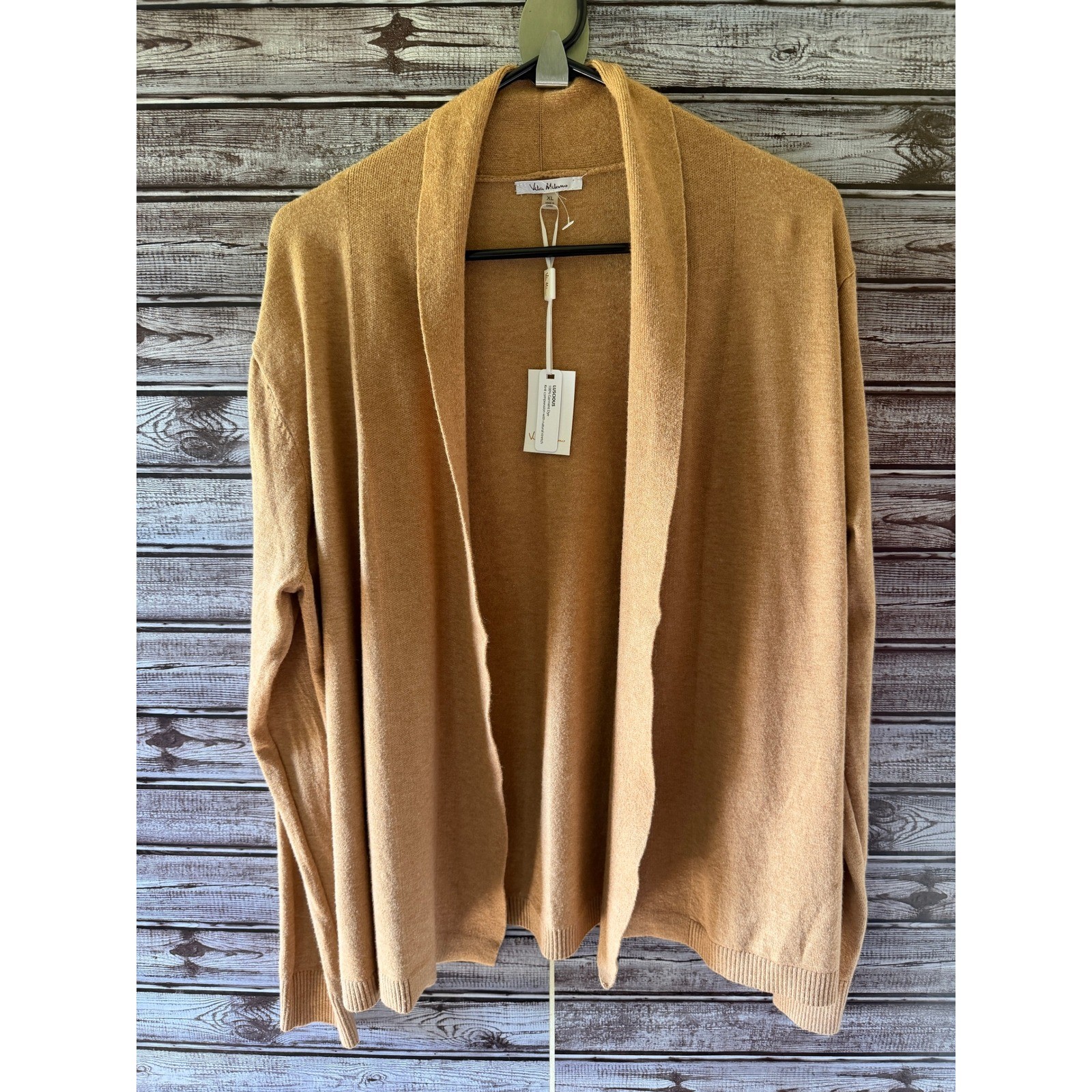 Vila Milano Women\'s Long-Sleeved Open-Front Sweater Cardigan Size XL Camel NWT Vila Milano Women\'s Long-Sleeved Open-Front Sweater Cardigan Size XL Camel NWT