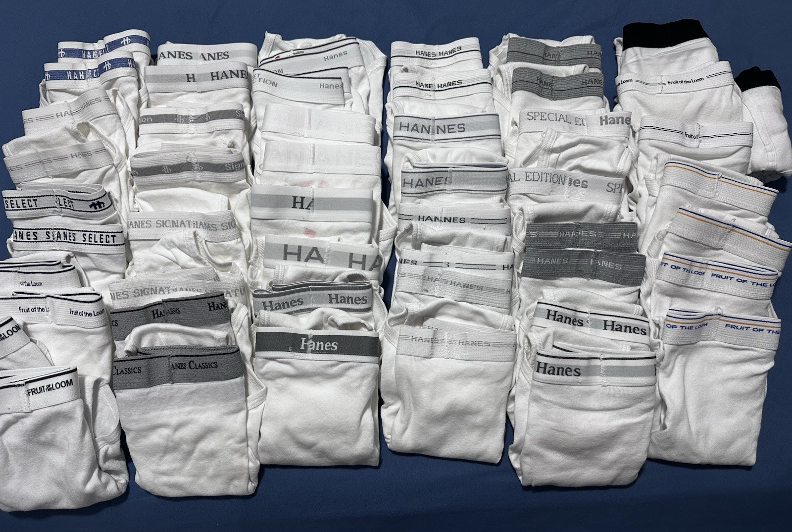Hanes And Fruit Of The Loom Tighty Whitie Briefs Bundle.  50 Pairs Size Large