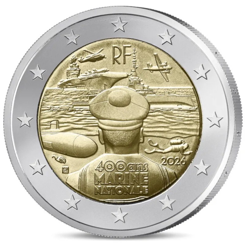 2026 France € 2 Euro Uncirculated UNC Coin - French Navy 400 Years