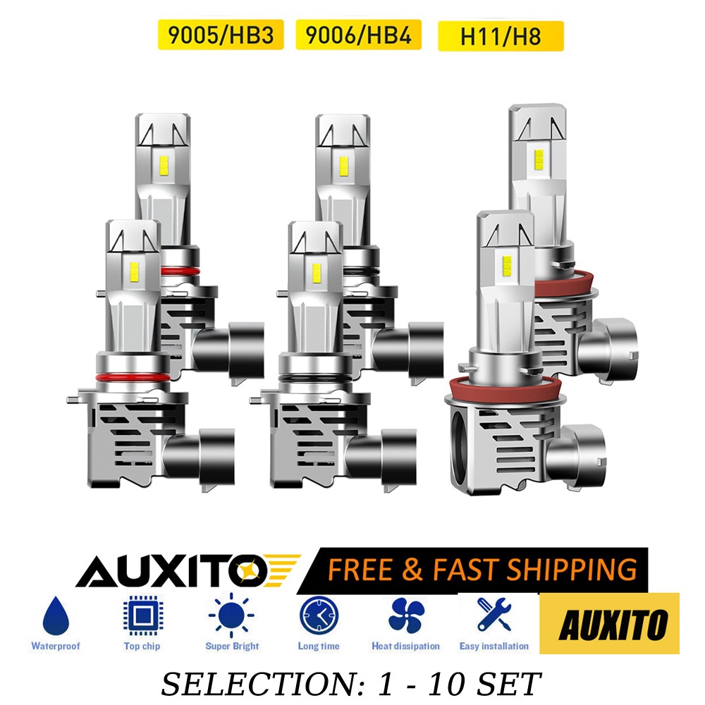 6-60X AUXITO 9006 9005 H11 LED Headlight Bulb High Low Beam Combo 6500K White M3