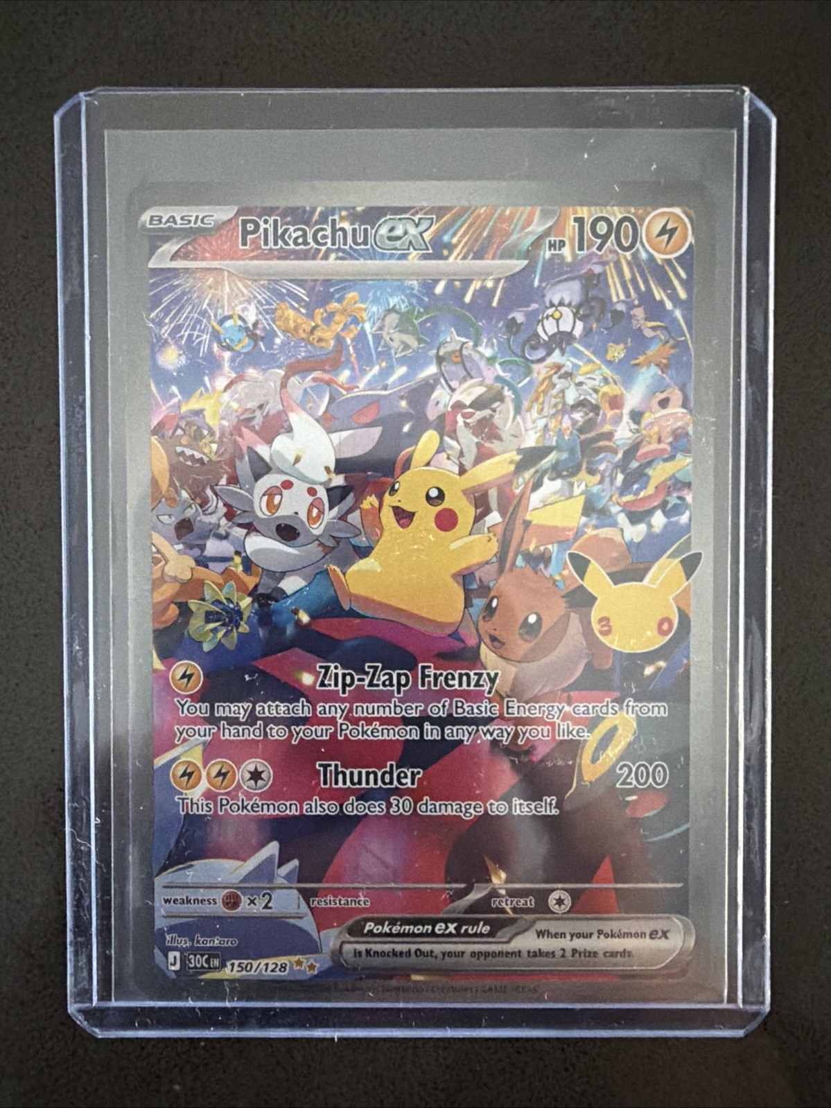 Pikachu Ex - 150/128 - ME: 30th Celebration (30C) NM Pokemon Card Pikachu Ex - 150/128 - ME: 30th Celebration (30C) NM Pokemon Card