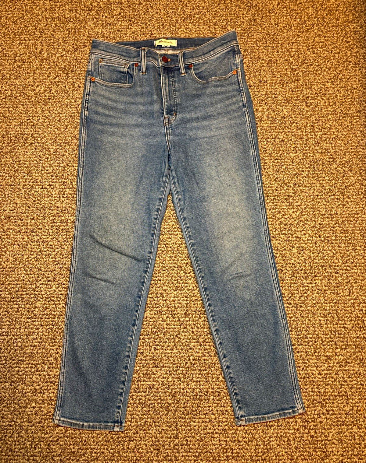 Madewell Women’s High-Rise Slim Straight Stretch Medium Wash Denim Jeans Madewell Women’s High-Rise Slim Straight Stretch Medium Wash Denim Jeans