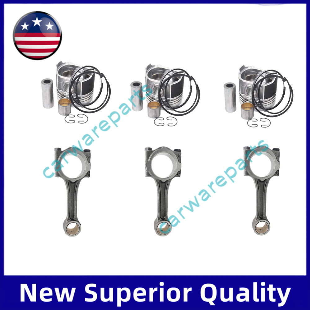 3pcs connecting rod+3 set piston for Mitsubishi Engine S3Q S3Q2 Cat 901B Loader