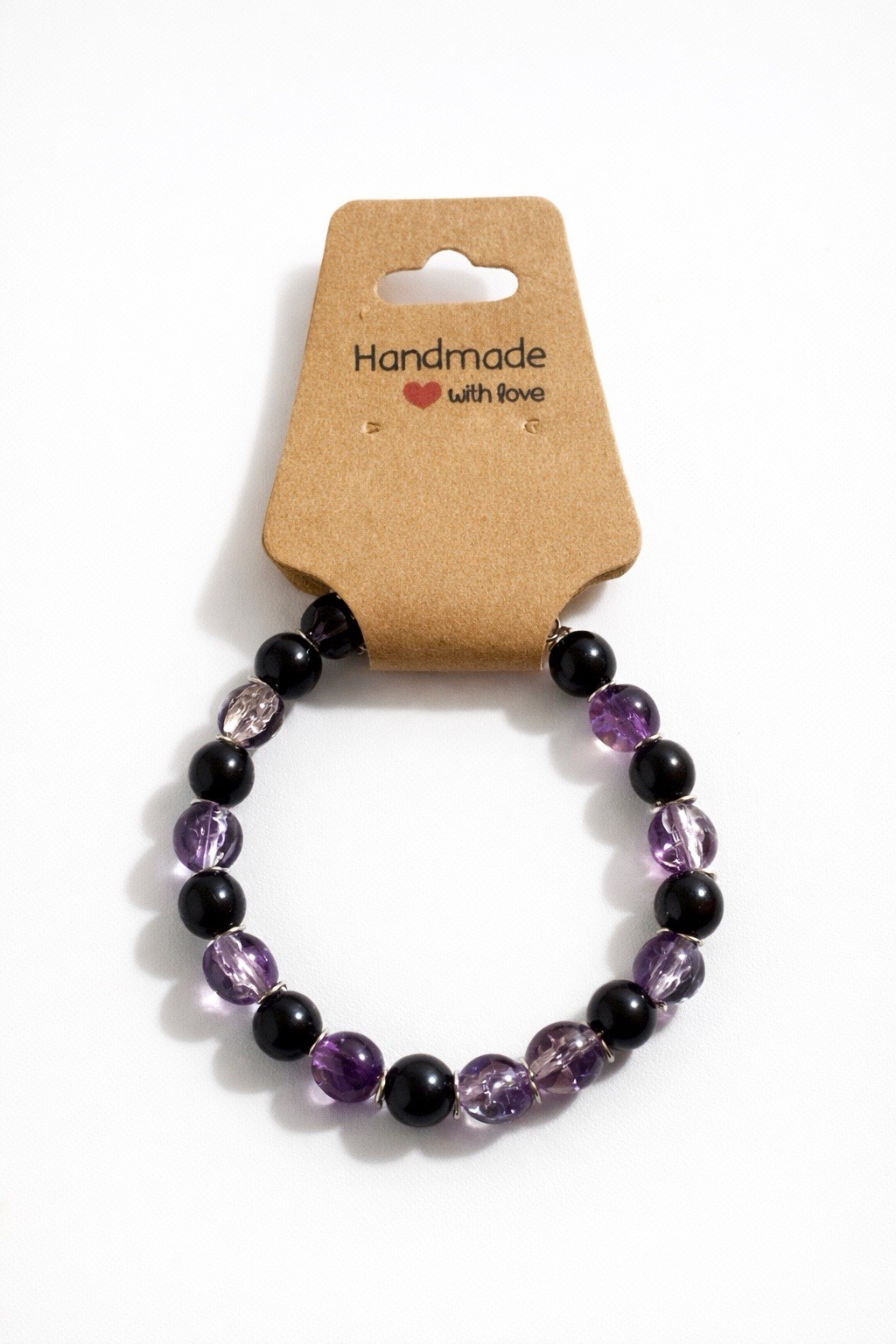 Pulseira Artesanal com Contas Pretas e Roxas – Feita à Mão | Estilo Unissexo