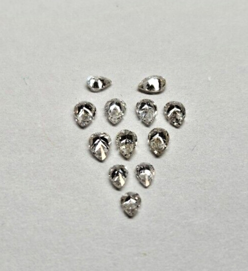 GENUINE, NATURAL PEAR SHAPED DIAMONDS 12 STONES 1.82CT  t.w.