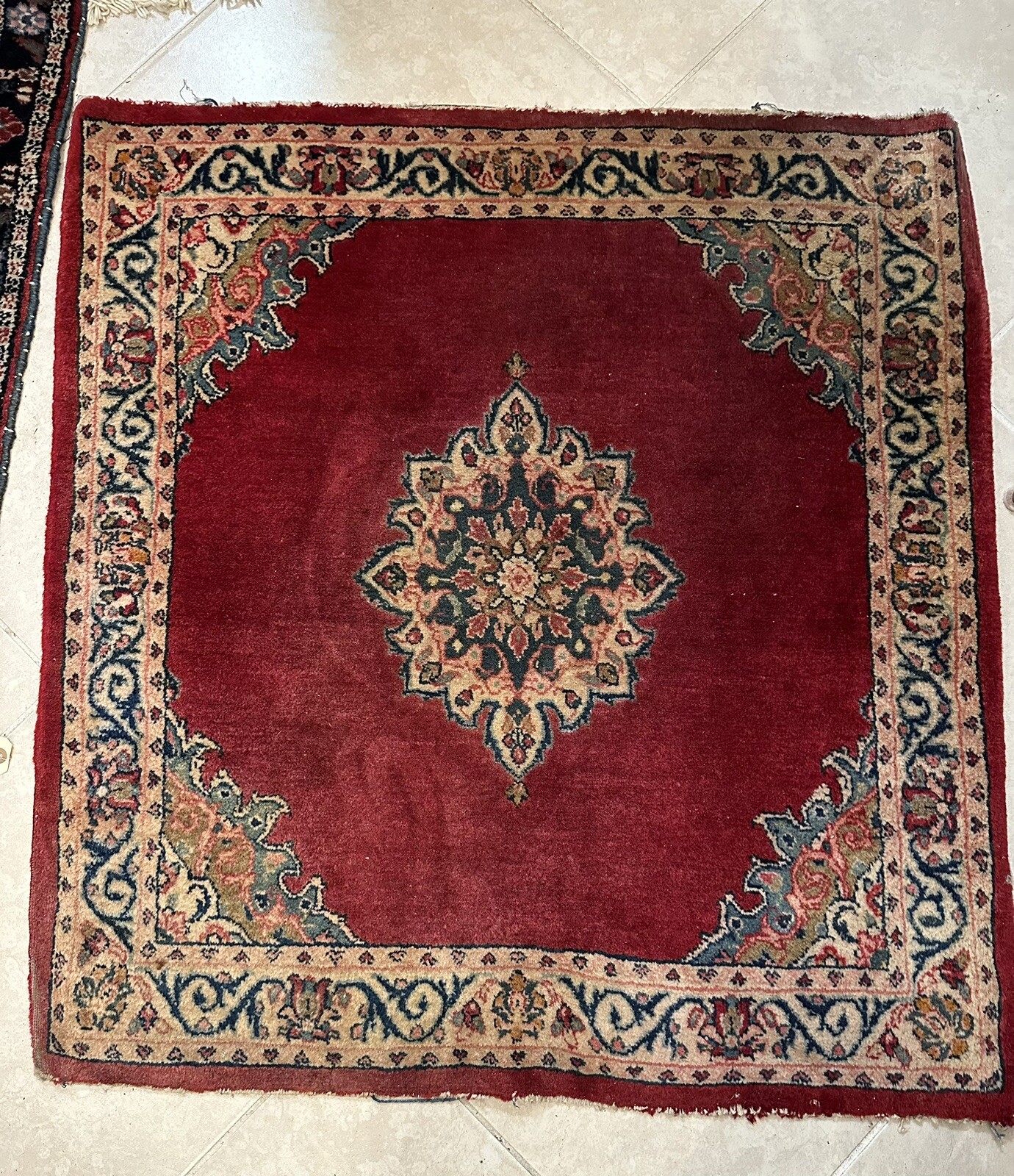 Antique Square Persiaan Kiermann Handmade Fine Oriental Rug 35”x37”Full Pile