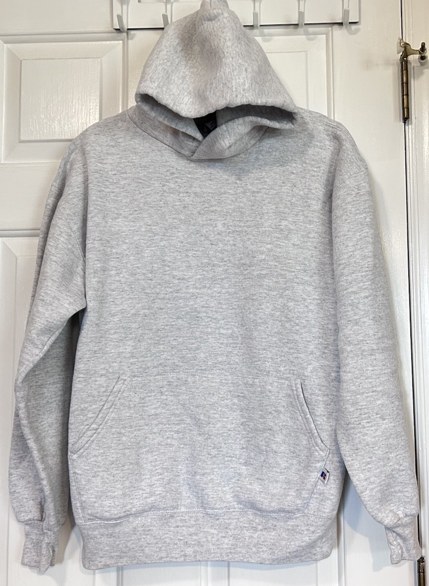 Vintage 90’s Russell Athletic Blank Hoodie Sweatshirt Large Gray Made In USA