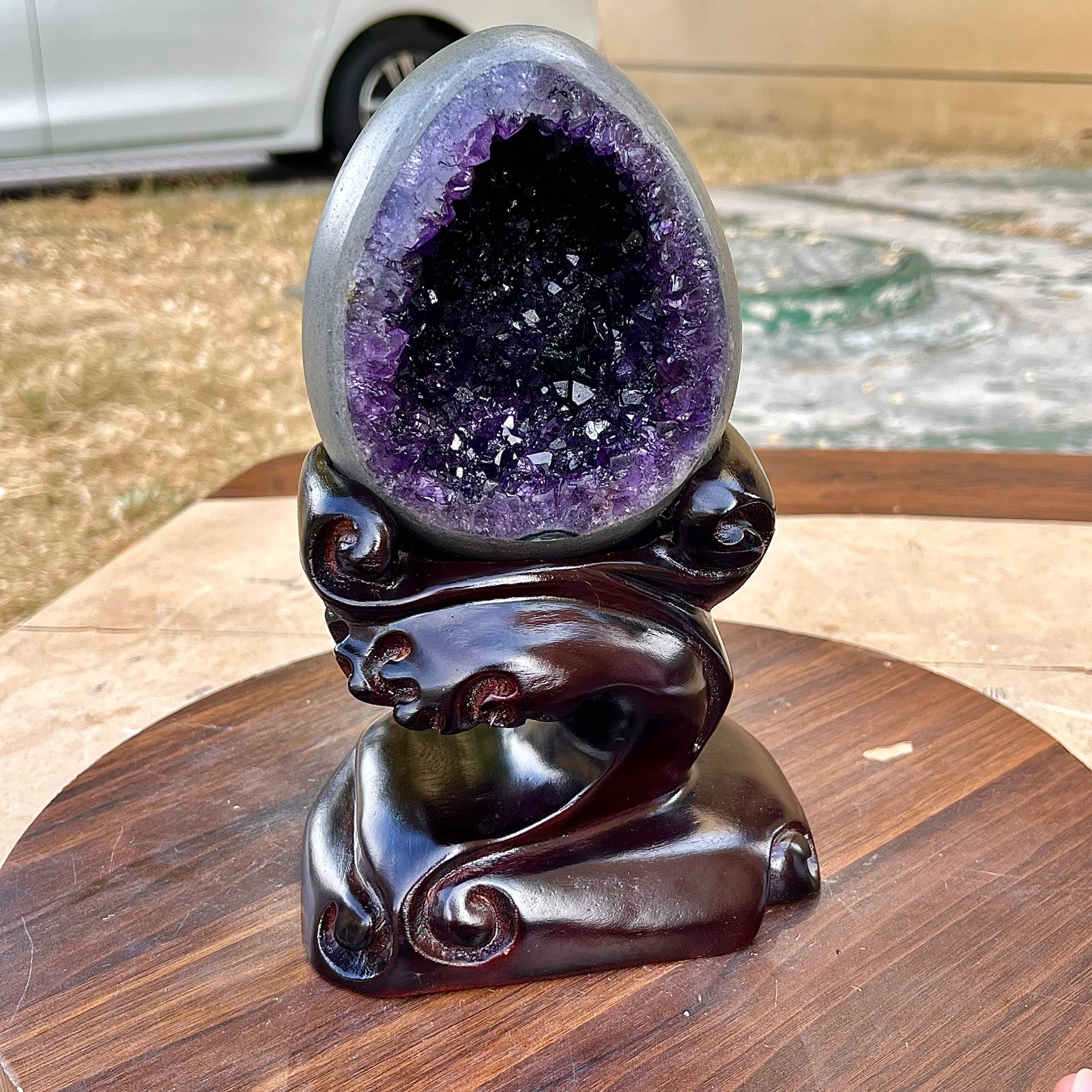 2.49LB A+ Natural Rare Uruguayan amethyst dragon egg cave decoration