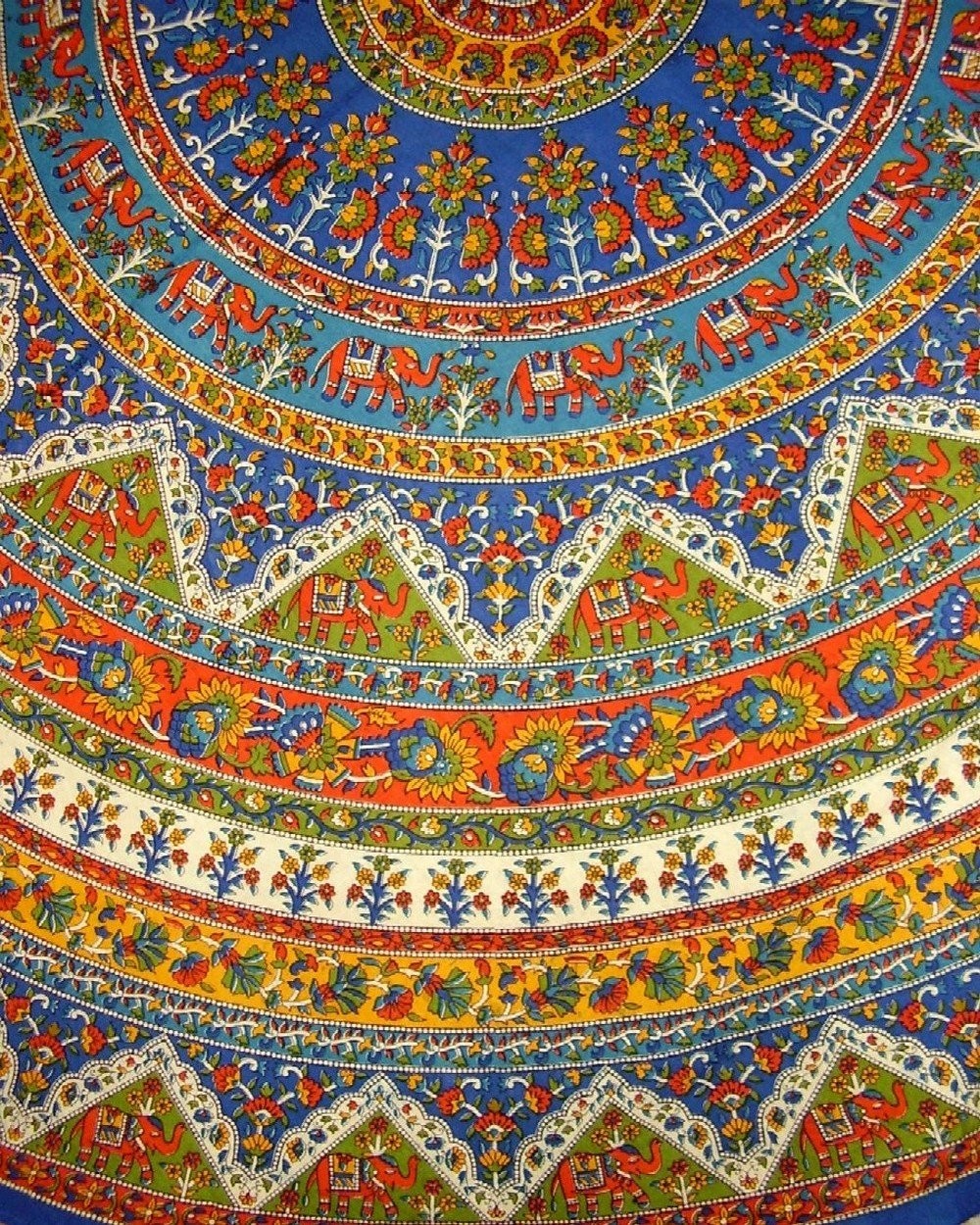 Indian Mandala Print Round Cotton Tablecloth 76\ Indian Mandala Print Round Cotton Tablecloth 76\