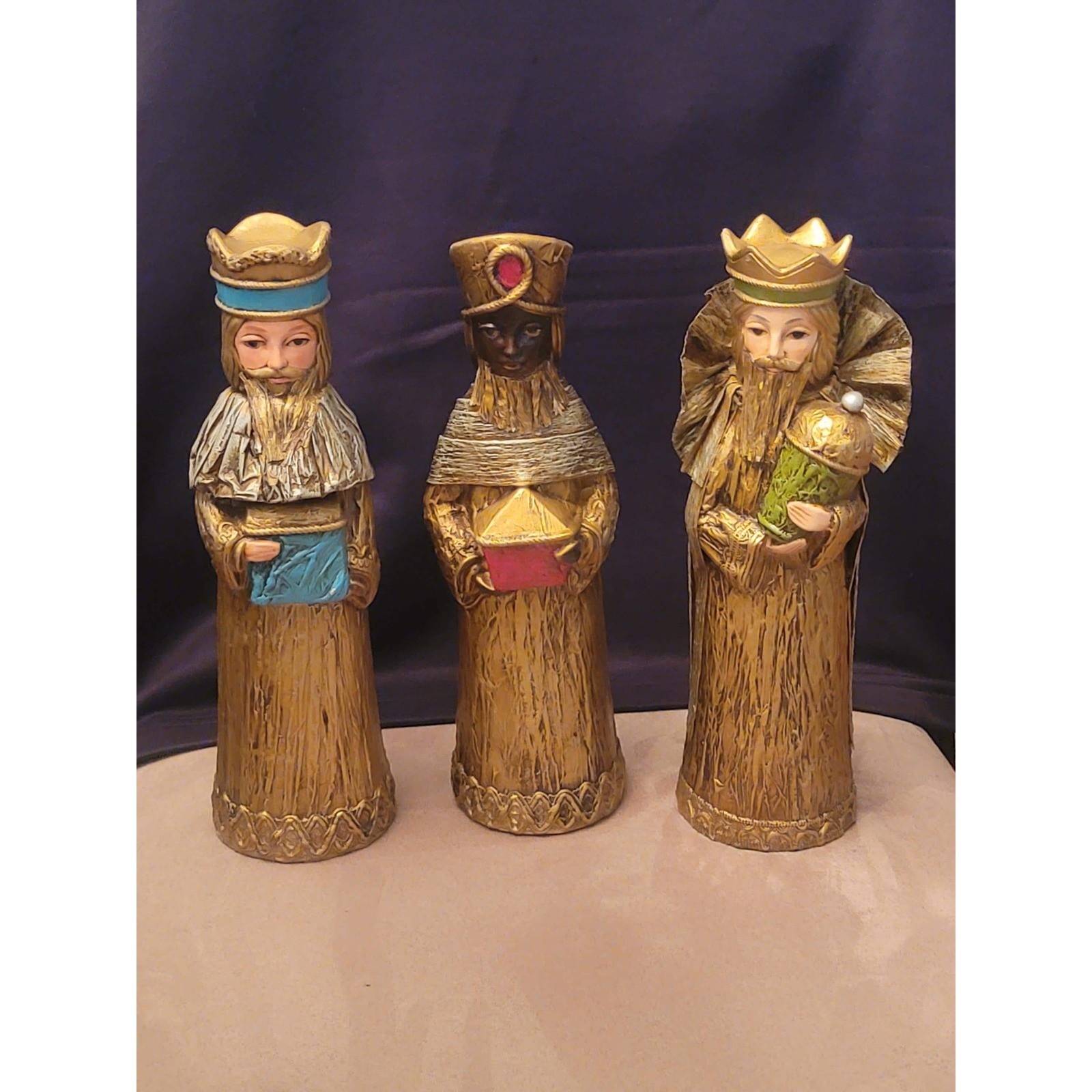 Vintage Schmid Brothers Wisemen Holiday Figurines - Papier-mâché