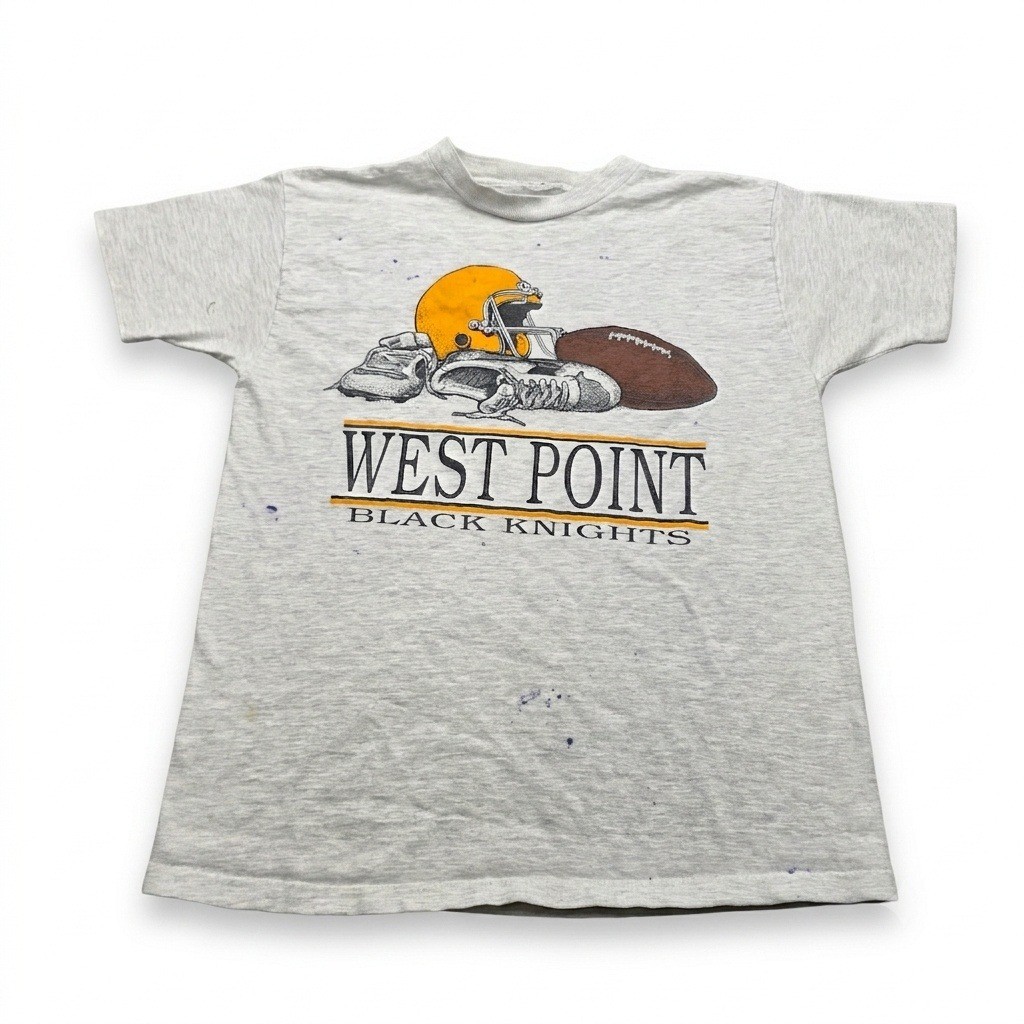Vtg West Point Black Knights Football T-Shirt Mens M/L Single Stitch Thrashed