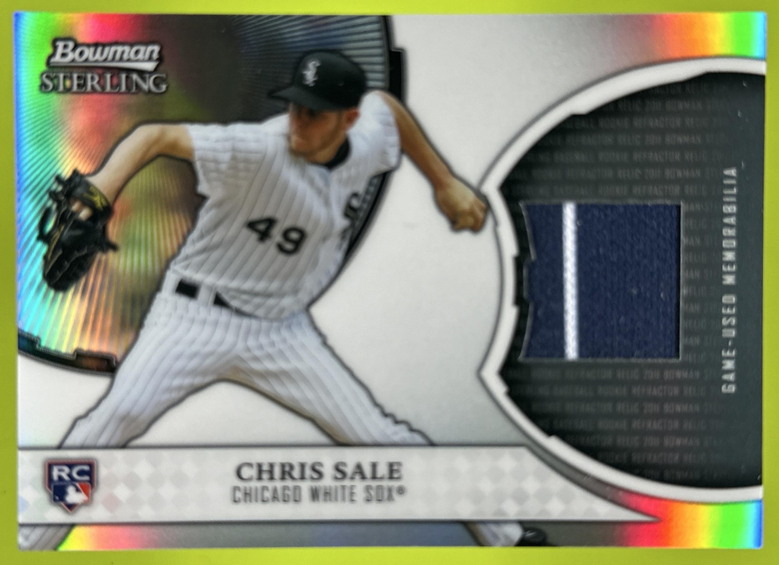2011 Bowman Sterling Chris Sale #RRR-CS Rookie Relics MEM RC White Sox