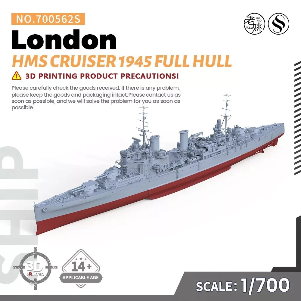MRY-SFW SSC700562S 1/700 Military Model Kit HMS London Cruiser 1945 Full Hull