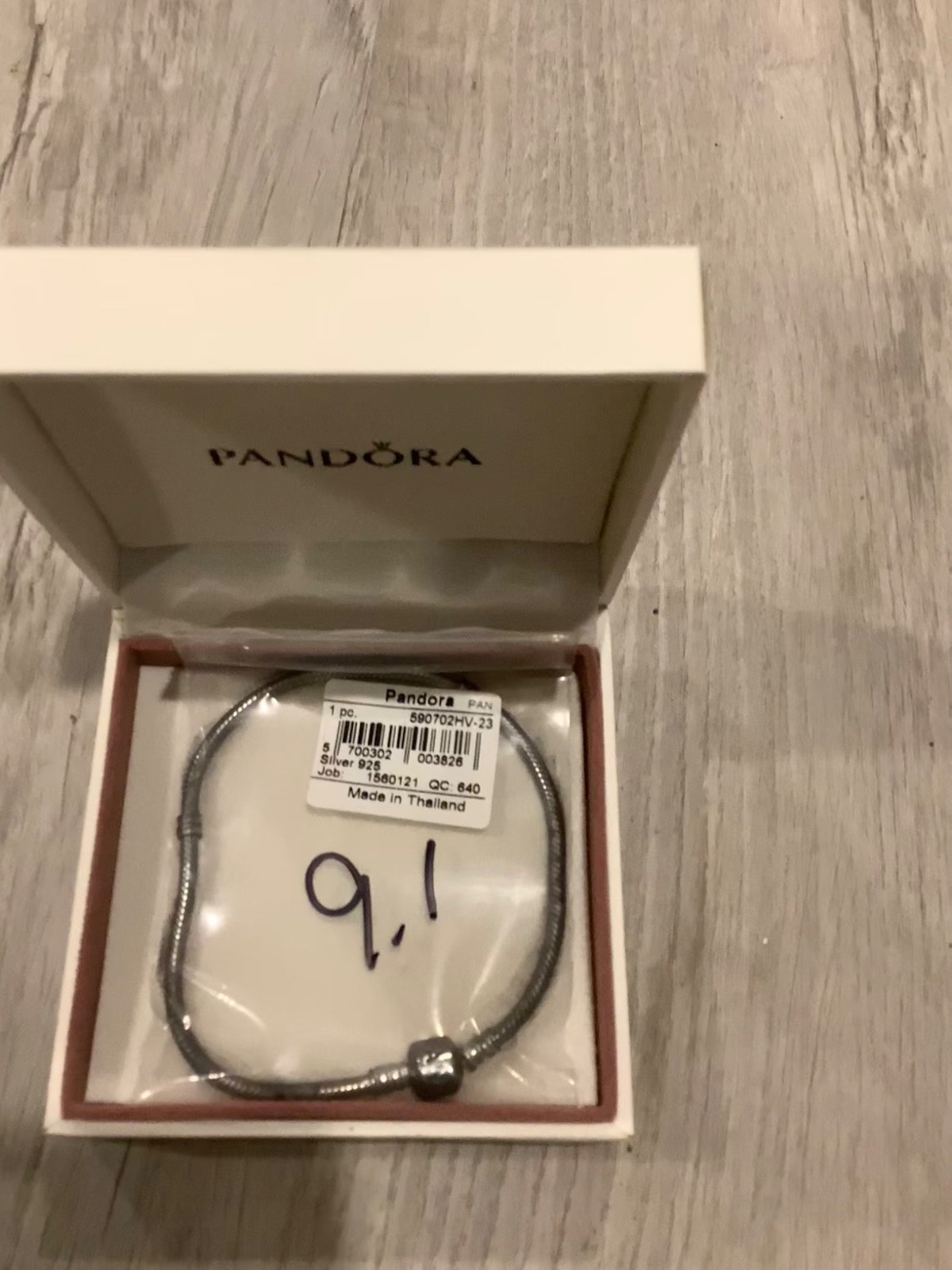 PANDORA Silver Snake Chain Charm Holder Bracelet