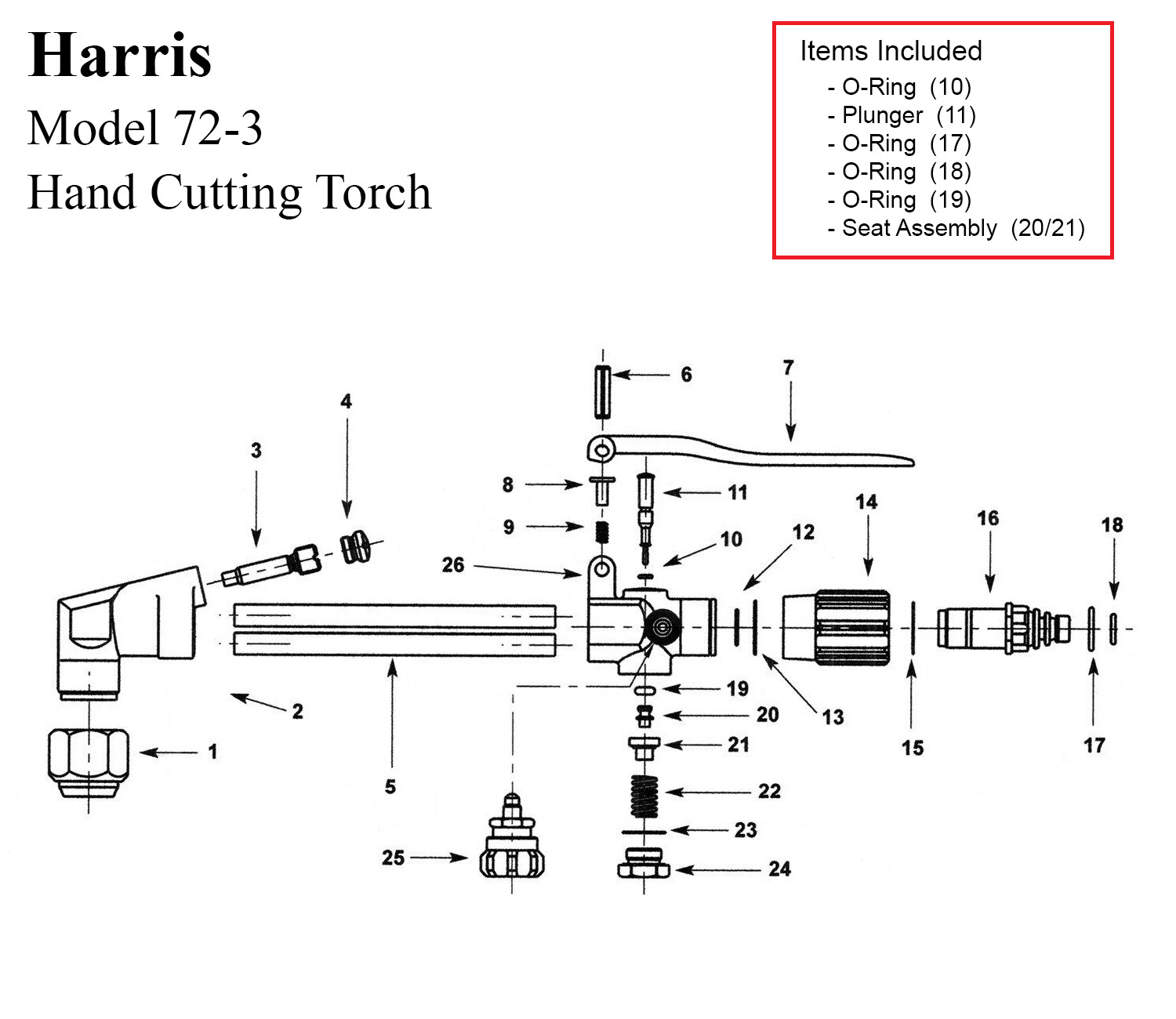 Harris Model 72-3 & 72-3A Cutting Torch Rebuild/Repair Parts Kit Harris Model 72-3 & 72-3A Cutting Torch Rebuild/Repair Parts Kit