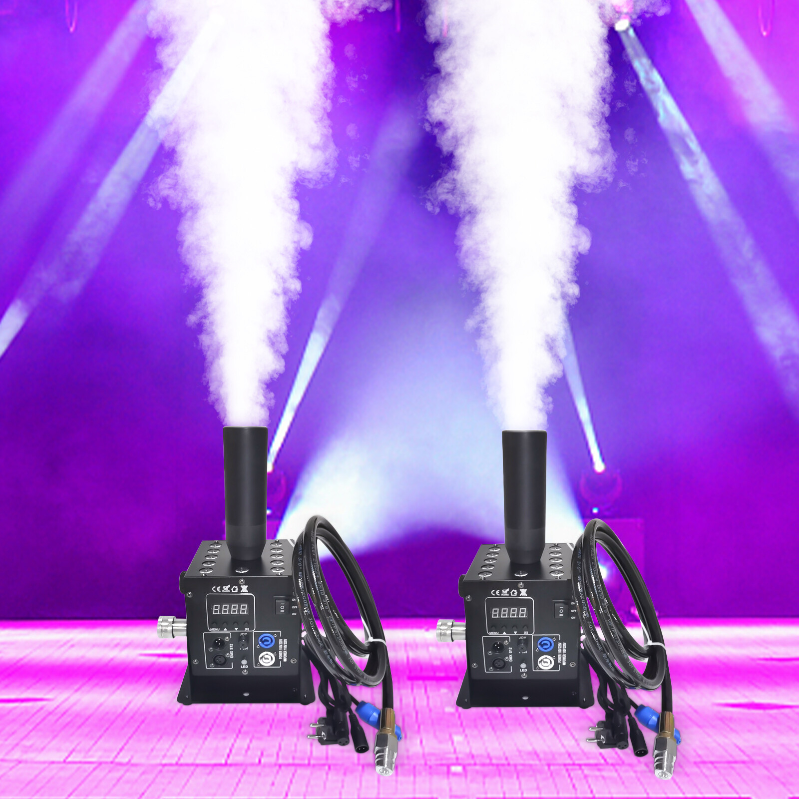 2 Pack LED CO2 Jet Smoke Machine & 6m Hose CO2 Cannon DMX Blaster DJ Disco Stag