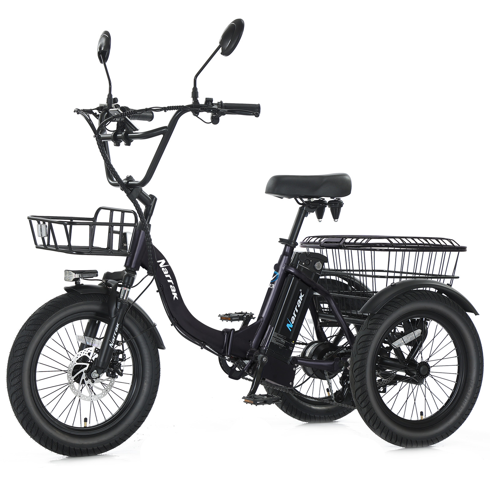 Narrak Fat Tire Folding Electric Trike Peak 700W 468WH 13Ah Removable Battery N3