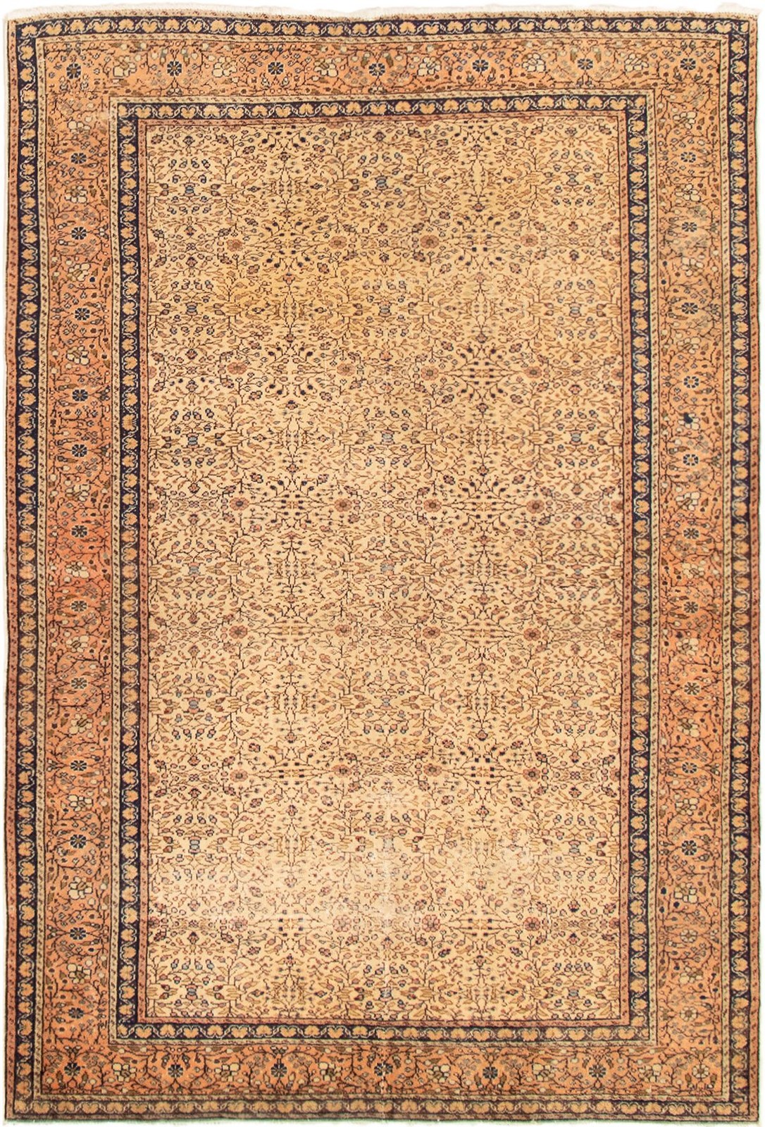 Vintage Traditional Hand-Knotted Area Rug 4'11