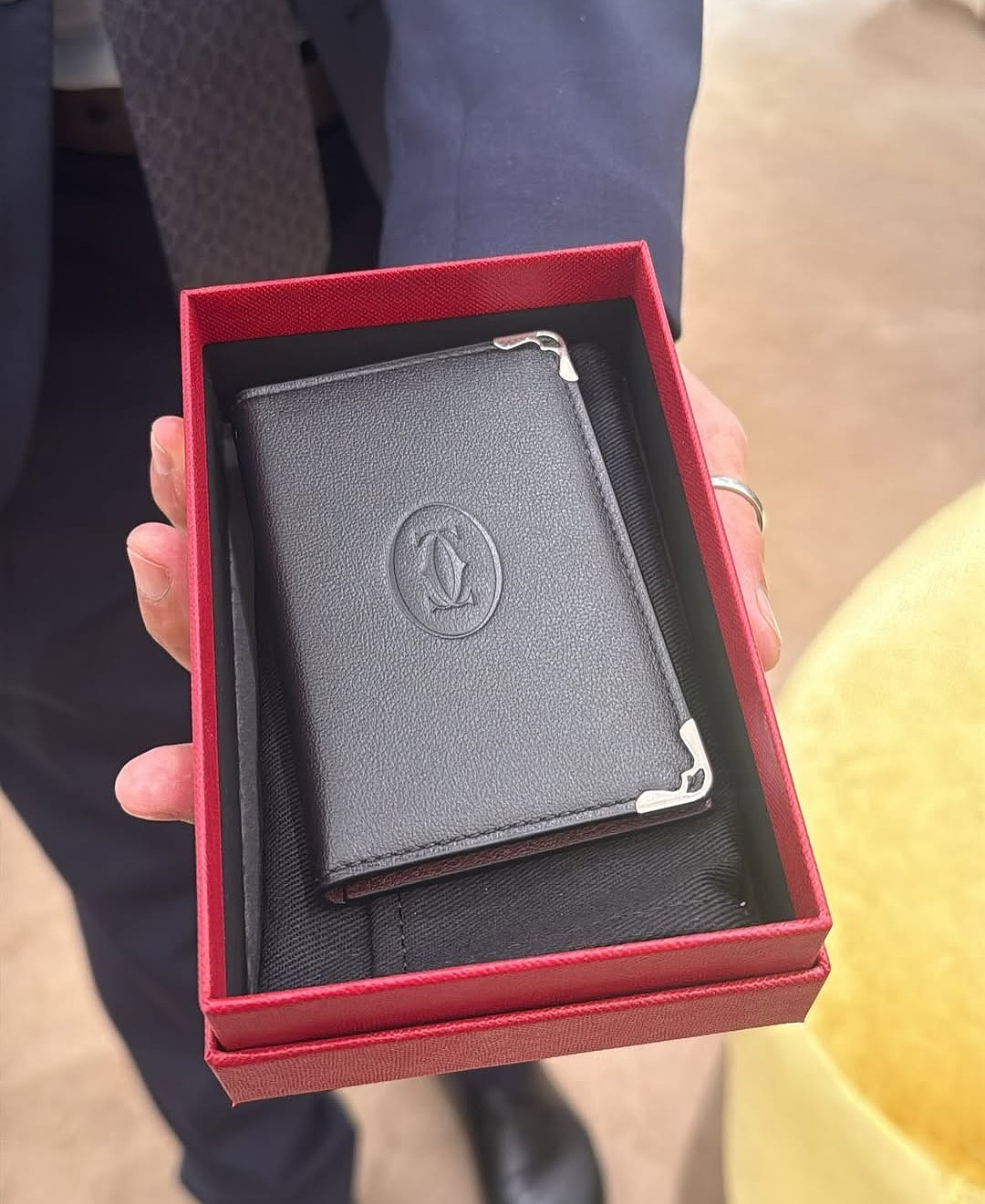 Cartier Must De Cartier Black Calfskin Leather Card Holder 6CC Wallet NIB New