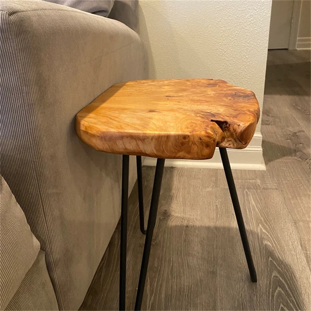 Greenage Rustic Cedar Root End Table –Natural Wood Side Table Nightstand 17.4\