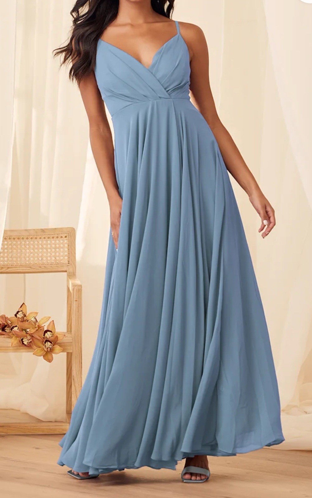 Lulus All About Love Slate Blue Maxi Dress Size XS Prom Wedding Formal