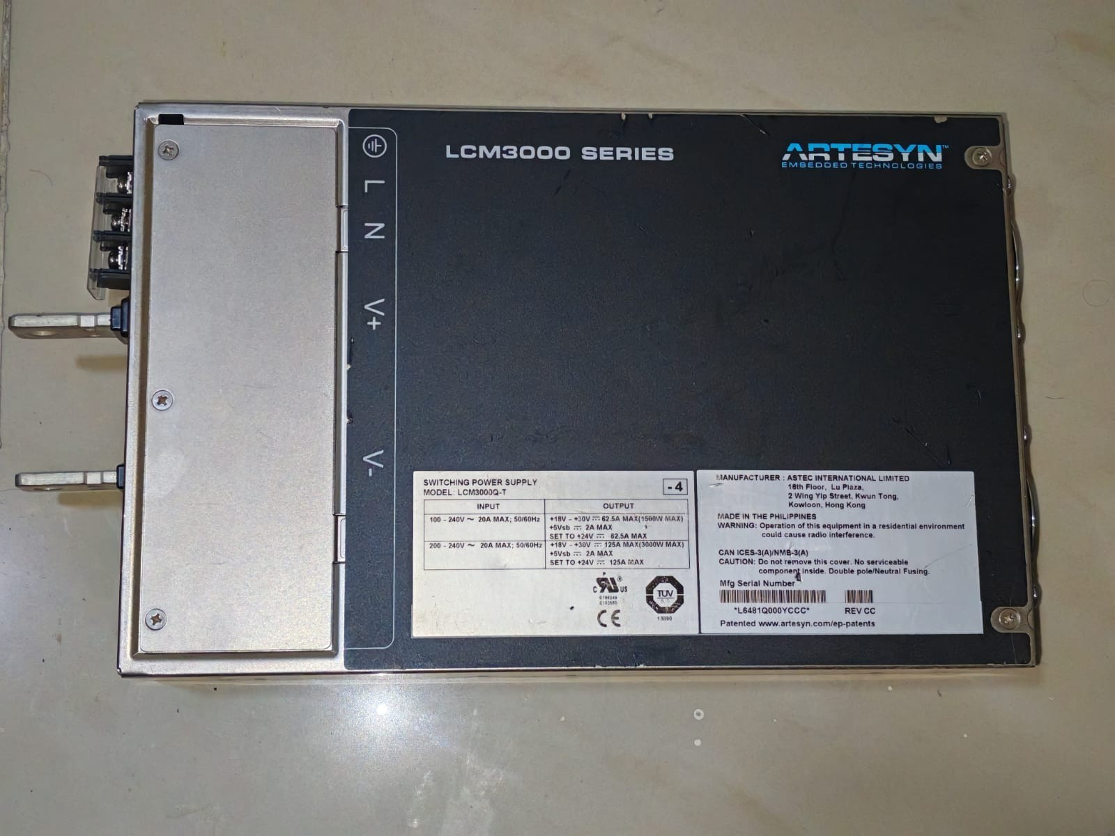 Artesyn / Switching Power Supply / LCM3000Q-T / 24DC