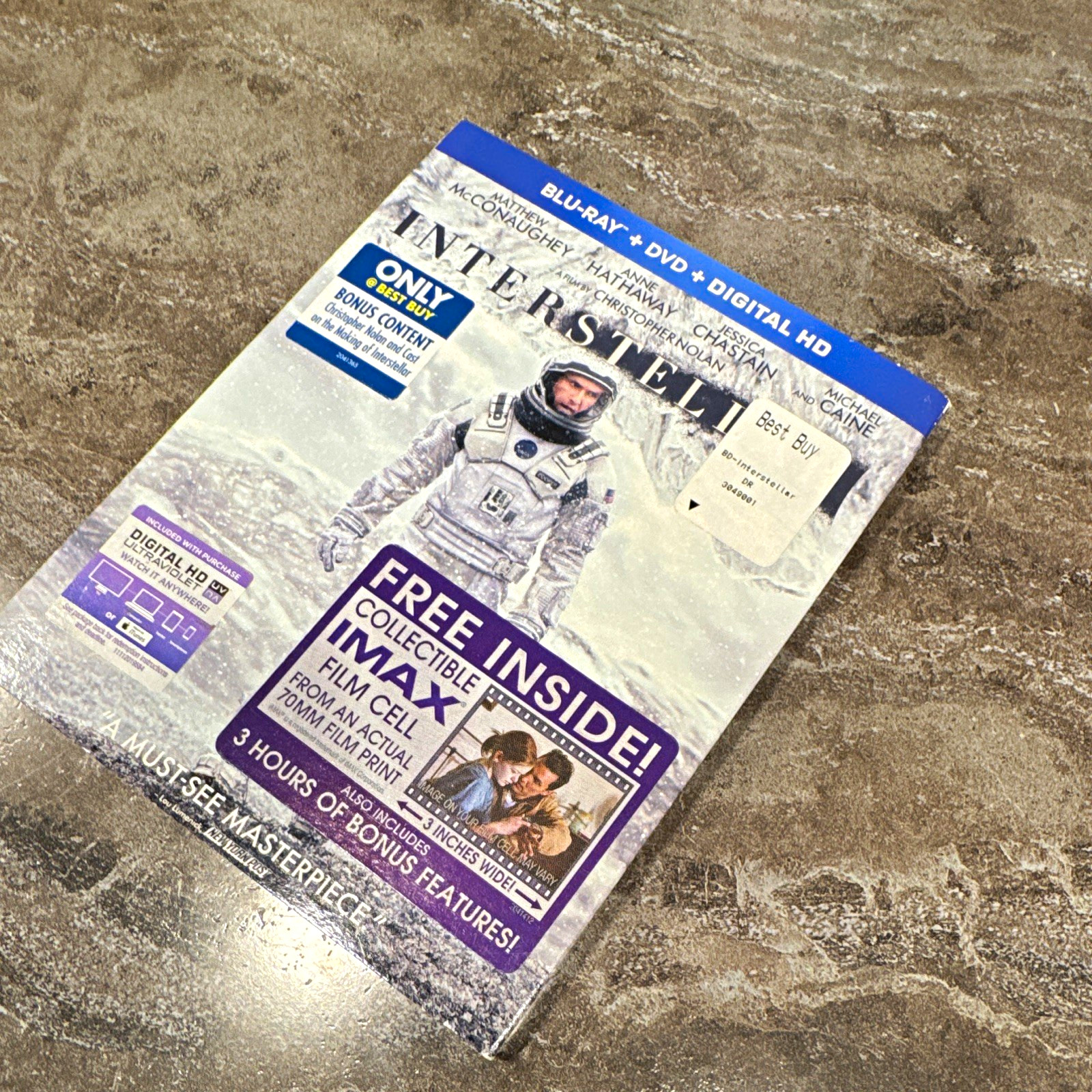 2014 Interstellar Blu-ray DVD Digital HD 2-Disc Set w/ IMAX Film Cell Nolan 2014 Interstellar Blu-ray DVD Digital HD 2-Disc Set w/ IMAX Film Cell Nolan