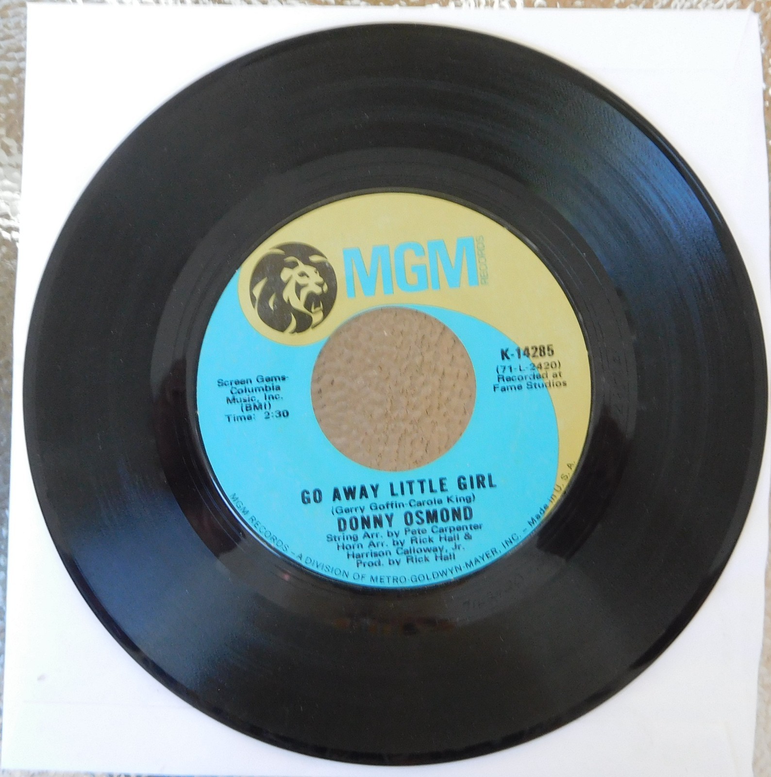 Donny Osmond 45 RPM Record-Go Away Little Girl