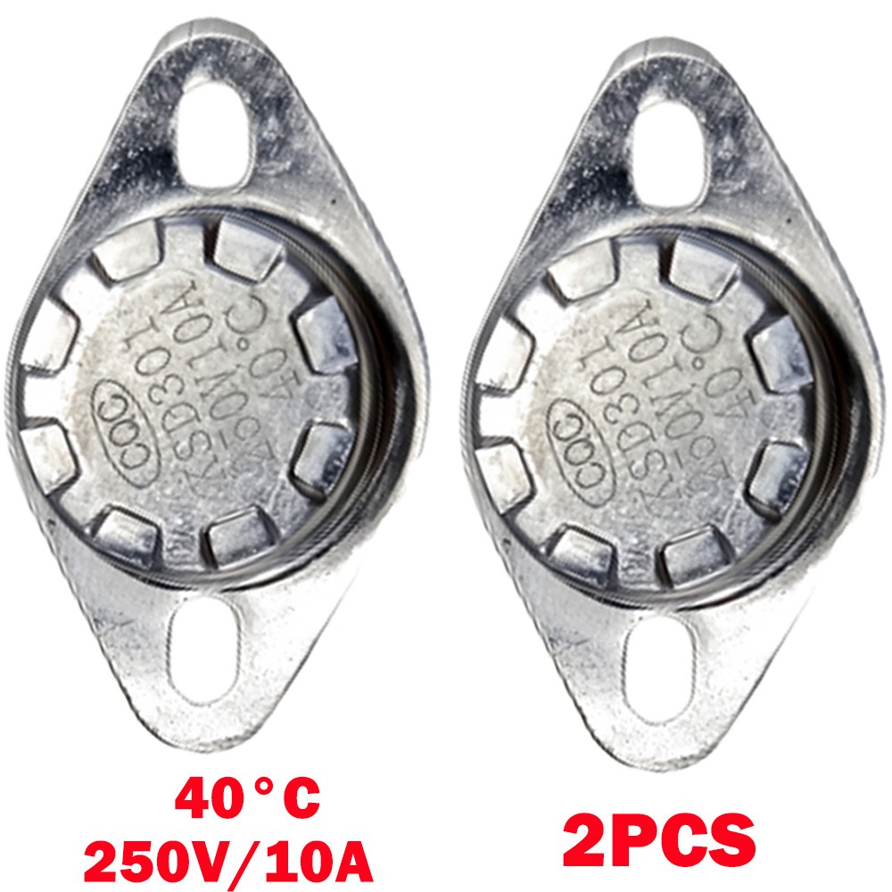 2Pcs Thermostat 40°C 10A Bent-Pin Normally Closed NC Temperature Switch 6.3mm