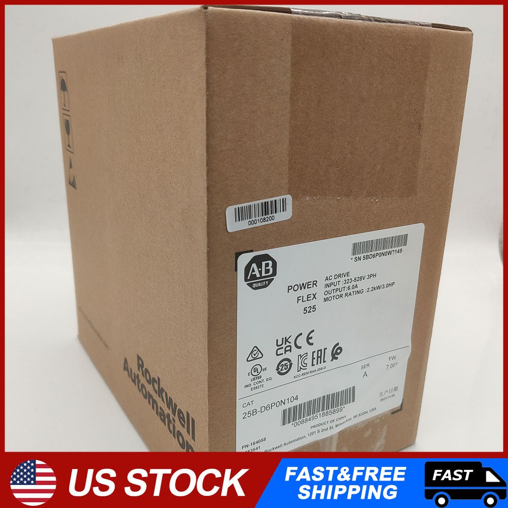 25B-D6P0N104 AB PowerFlex 525 AC Drive 2023 New Factory Sealed 25BD6P0N104 TX