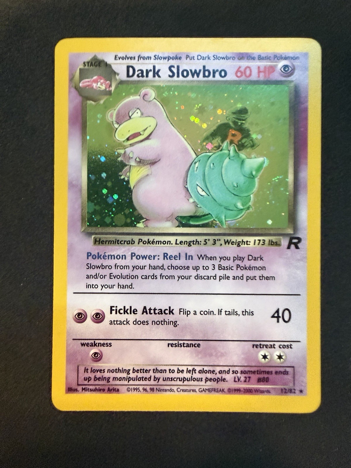 Dark Slowbro 12/82 Team Rocket Holo Rare Unlimited English Pokemon TCG 2000 LP