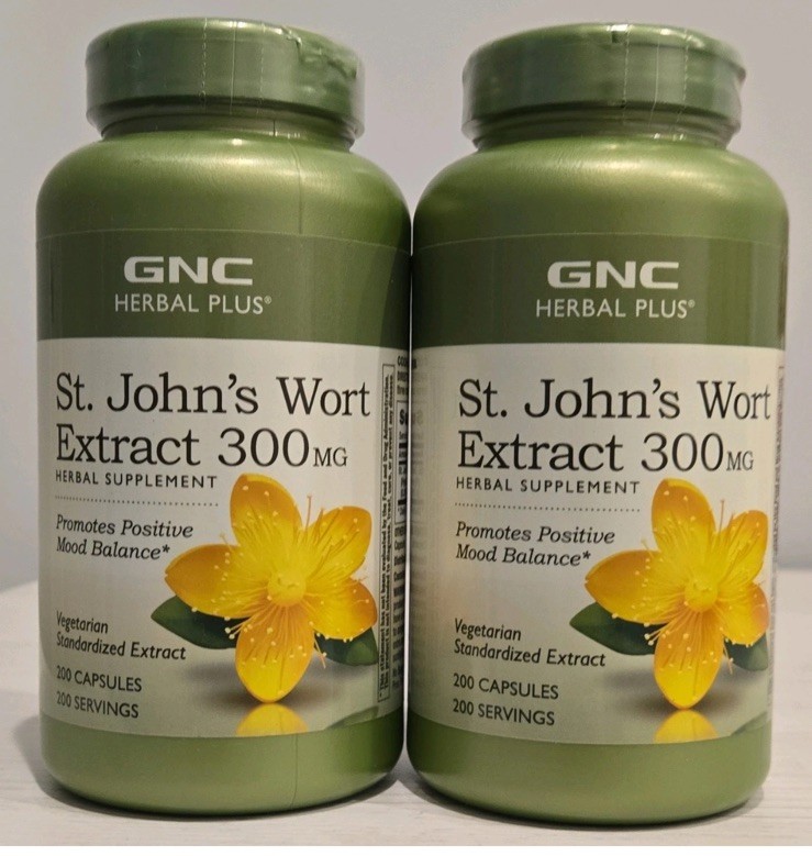 2 PACK GNC Herbal Plus St. John\'s Wort Extract 300 mg Exp. 10/2027 *NEW* SEALED