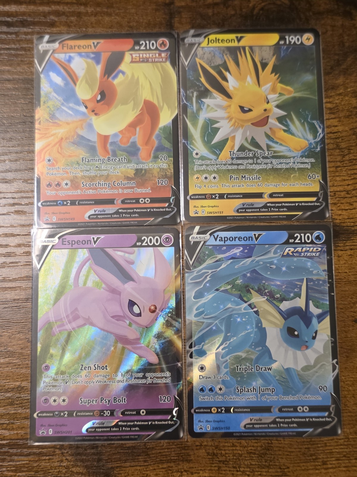 Pokemon Eeveelution V Lot Flareon SWSH149 Vaporeon SWSH150 Jolteon SWSH151...