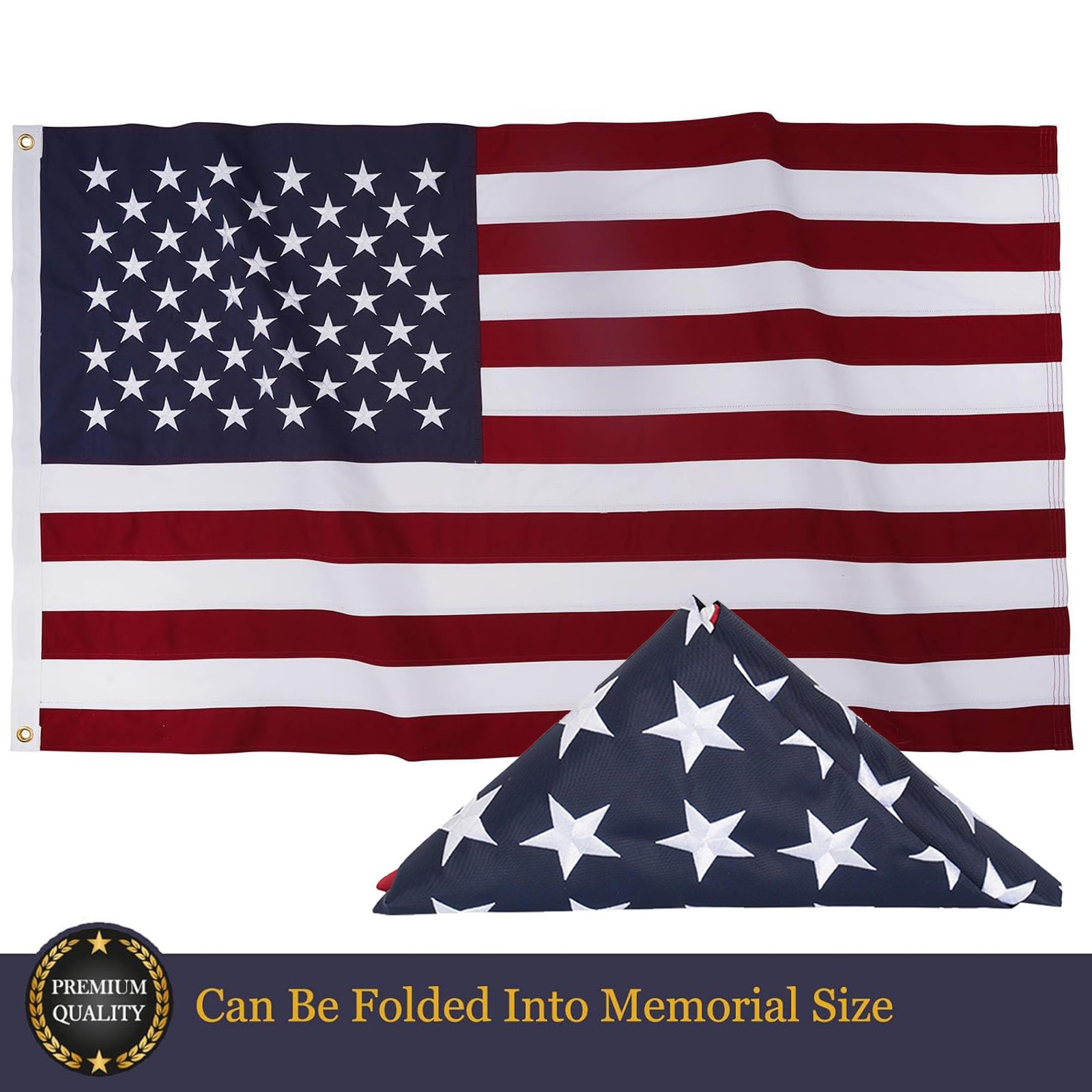 American Military US Burial Flag for Veteran Memorial Flag 5x9.5 ft 100% Cotton