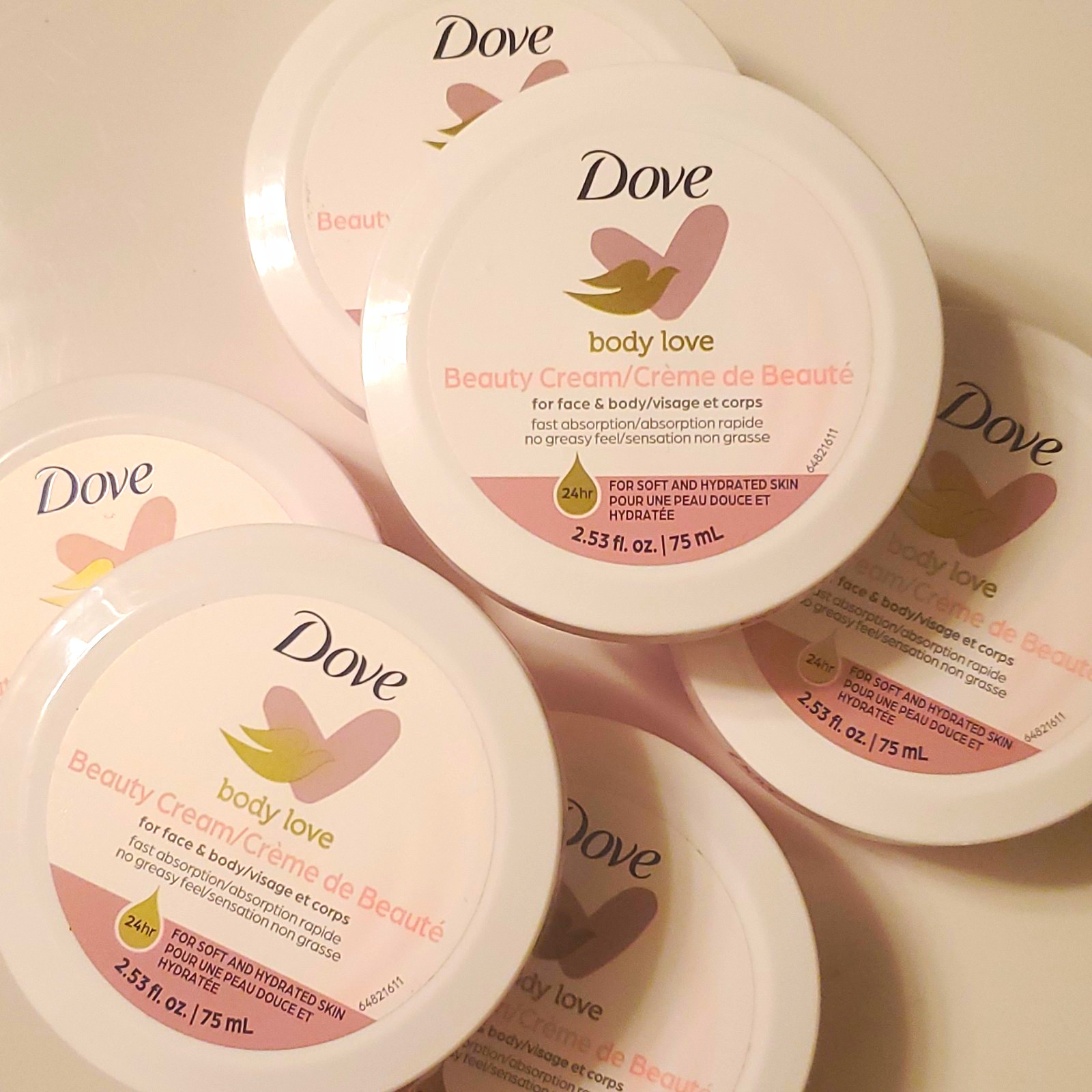 Dove Body Love Moisturizing Cream Face & Body Fast Absorb Lot Of 6 2.53oz Dove Body Love Moisturizing Cream Face & Body Fast Absorb Lot Of 6 2.53oz