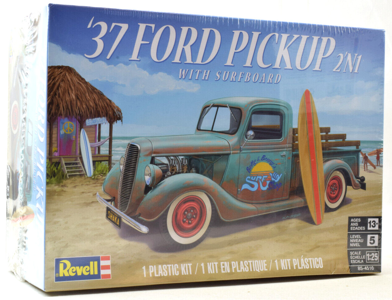 Revell 1937 Ford Pickup Truck W/ Surfboard 2-In-1 1/25 Model Car Kit 85-4516
