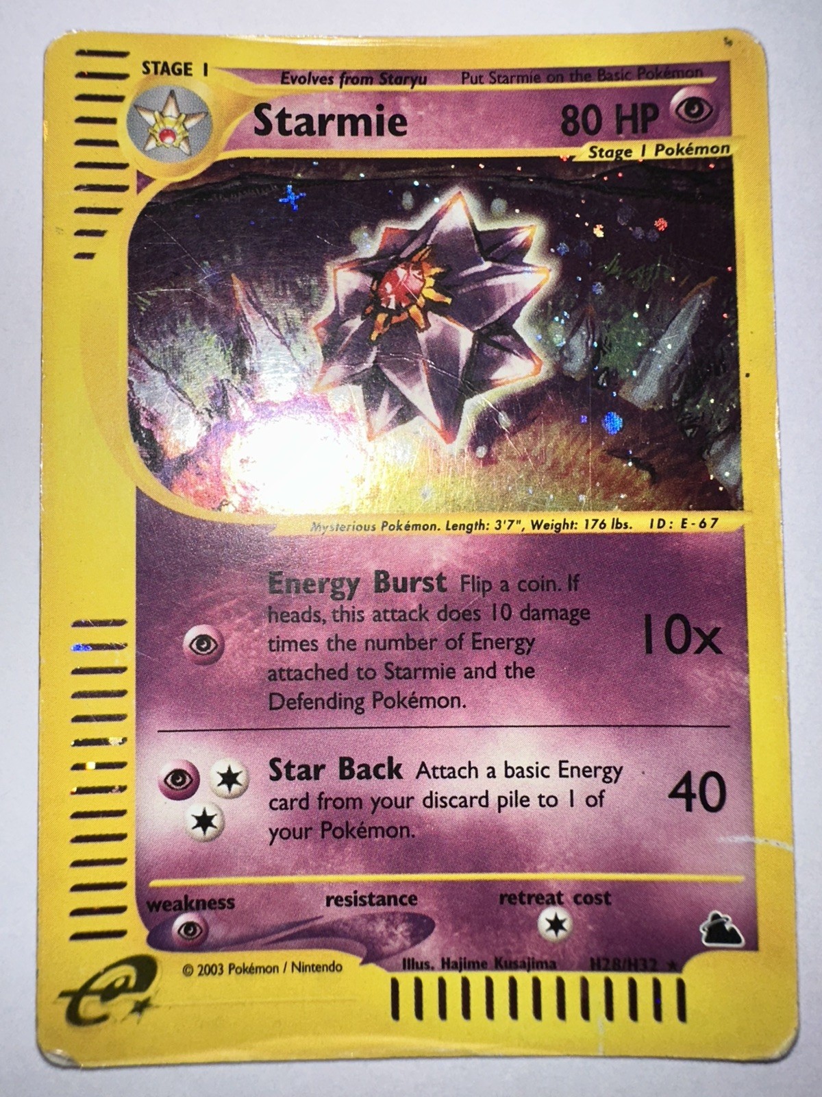 Starmie - H28/H32 - Pokemon Skyridge Holo Rare Card Starmie - H28/H32 - Pokemon Skyridge Holo Rare Card