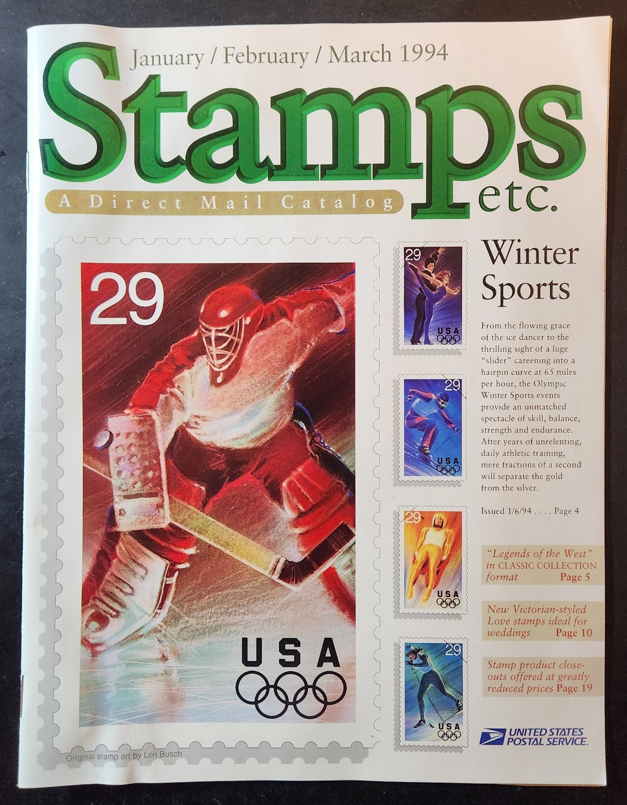 Stamps etc. Magazine - January / Fabruary / March 1994 - Winter Sports