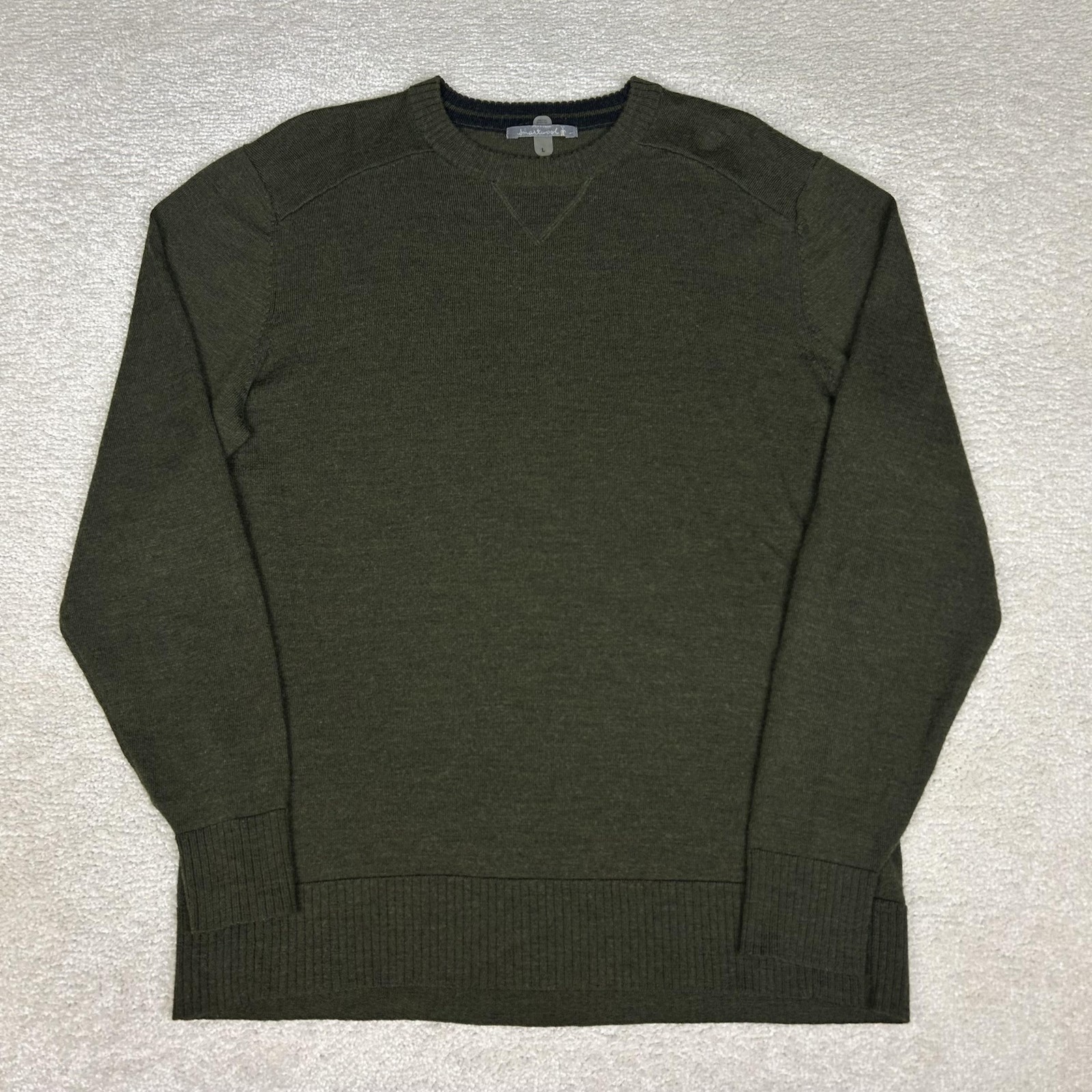 Smartwool Sweater Mens Large Green Merino Wool Kiva Ridge Crewneck Pullover